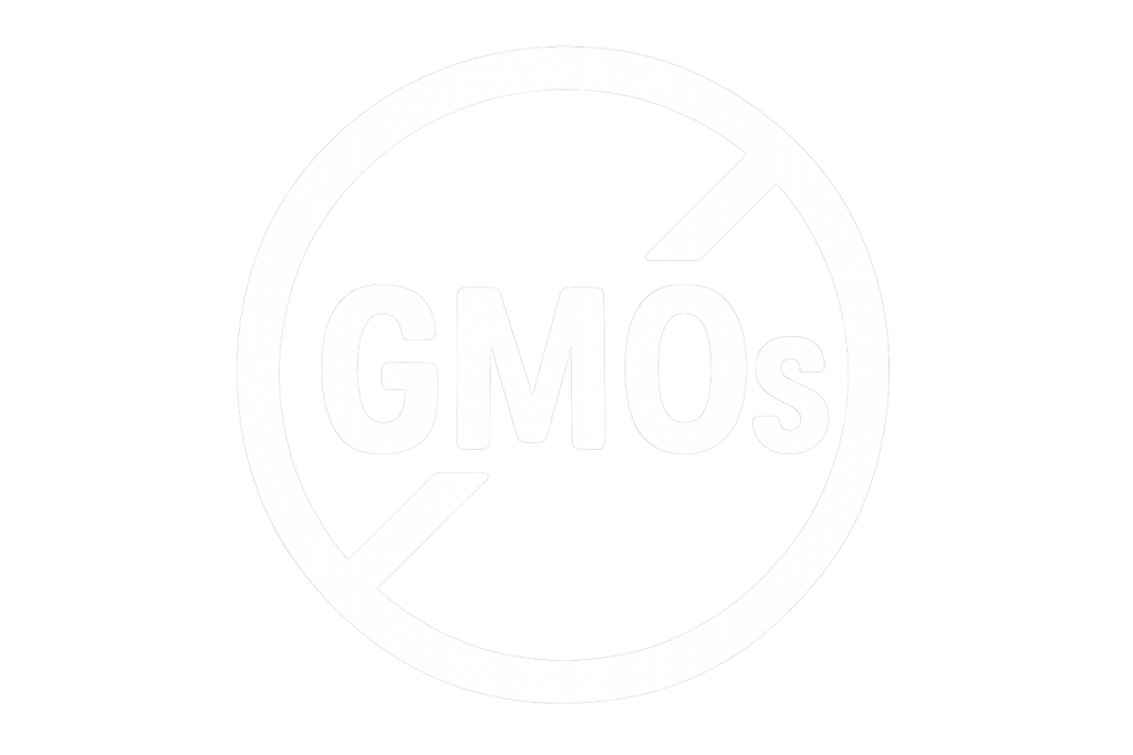 create a white icon that has "GMOs" inside a circle with a line through it